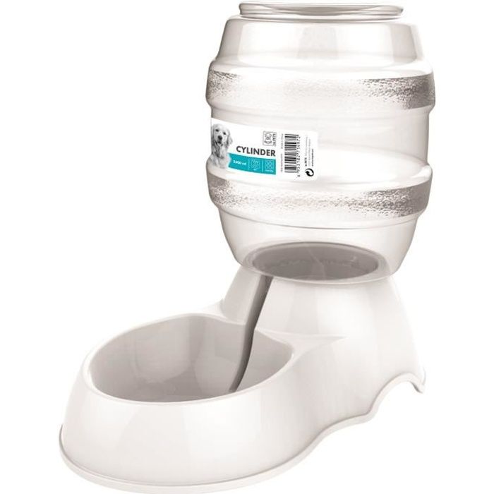 M-PETS Distributeur deau Cylinder - 3500ml - Blanc - Pour chien