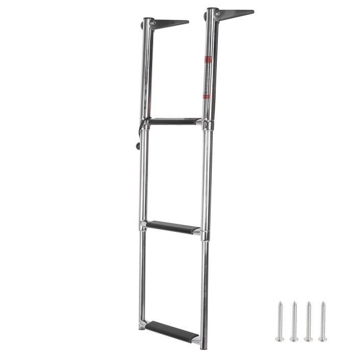Aqxreight - Échelle De Bateau Pliante Télescopique 4 Marches | Acier Inoxydable 304 | Pédales Antidérapantes | Capacité 540 Kg - 1