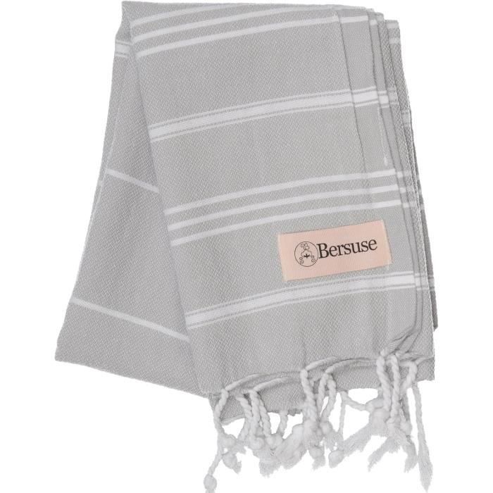 Serviette Turque Peshtemal Rayée - Violet Et Or - 100% Coton - 100 X 180 Cm - Franges
