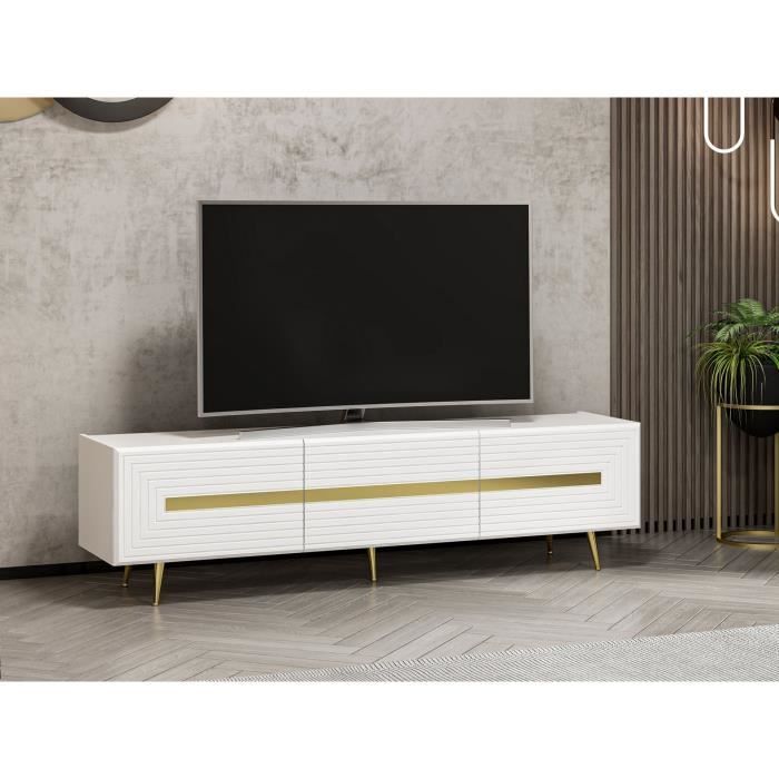meuble tv - emob - woody fashion - blanc - contemporain - 180x42x50 cm