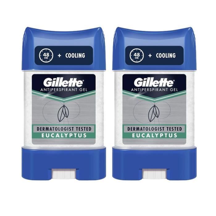 GILLETTE EUCALYPTUS Gel Deodorant Anti transpirant Pour Homme Rafraichissant Eliminateur D odeurs Fraicheur Longue Duree 2 x 70ml Cdiscount Au quotidien