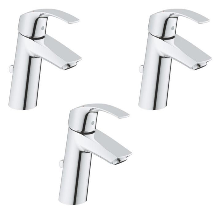 GROHE Lot de 3 Mitigeurs lavabo Eurosmart taille