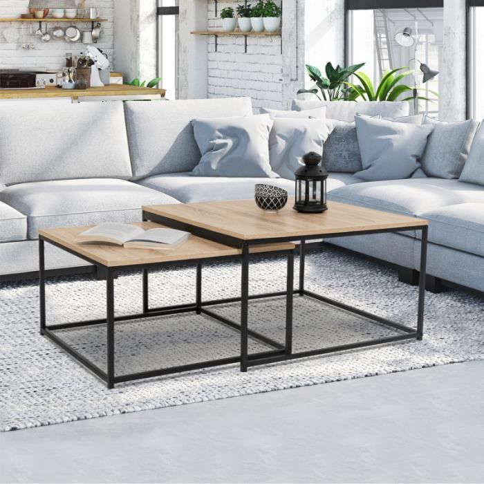 Table Basse Bois Et Metal Noir Achat Vente Pas Cher
