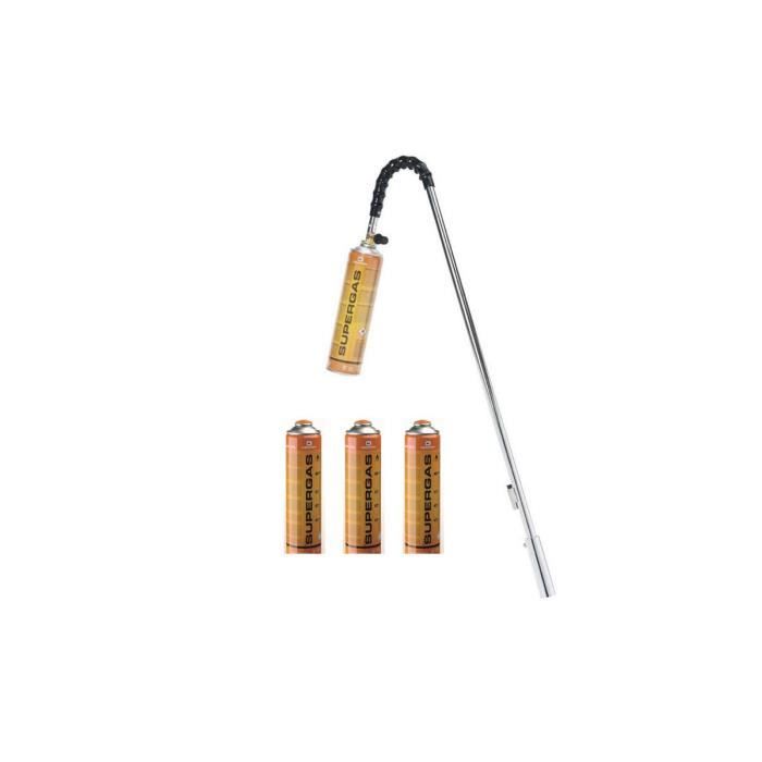 Desherbeur thermique à gaz KEMPER Allumage piezo + 4 cartouches 330g Desherbant thermique écologique
