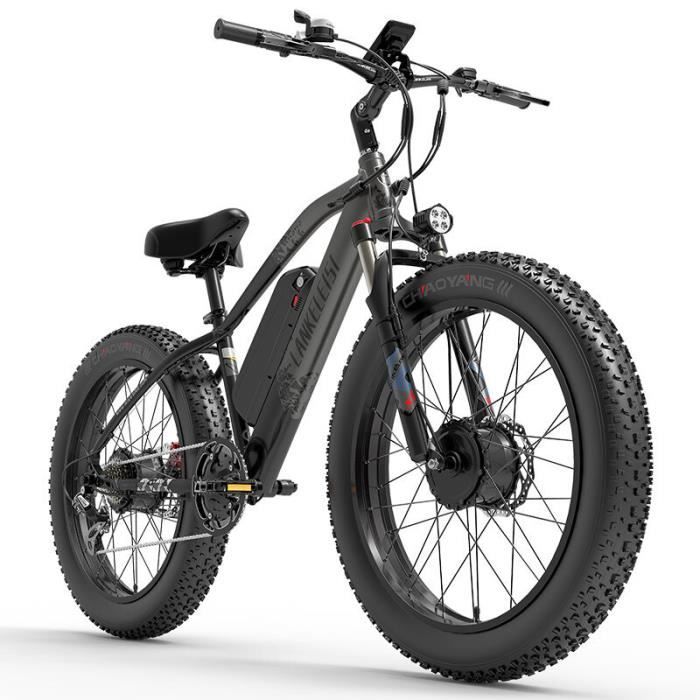 LANKELEISI MG740 PLUS Vélo Électrique tout-terrain -Moteur double 2000W - Batterie SAMSUNG 48V20ah - Pneus 26*4.0 pouces -gris