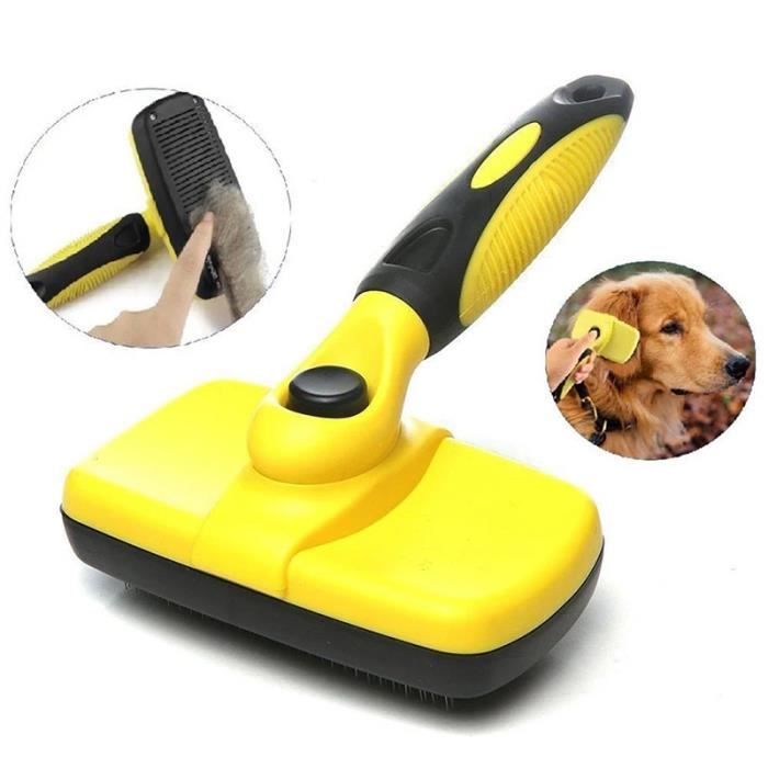 Comparer les prix de Brosse Chiens Chats Autonettoyante Brosse pour Chien Chat Poils Enlèvement des Poils en Un Clic pour Toilettage du Chien Chat