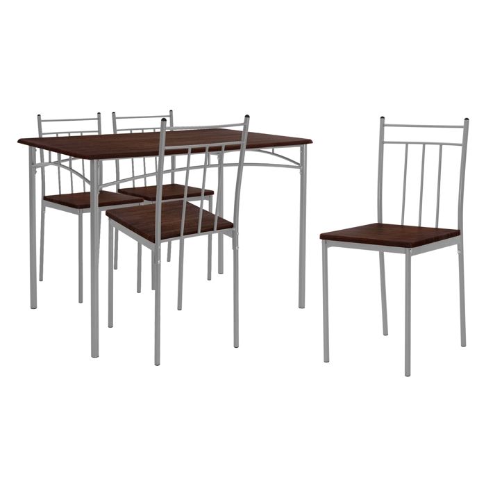 ML-Design Table de Salle à Manger avec 4 Chaises Chêne Foncé Set de 5 Pièces pour 4 Personnes MDF Laminé Pieds en Métal ML-Design Table de Salle à Manger avec 4 Chaises Chêne Foncé Set de 5 Pièces pour 4 Personnes MDF Laminé Pieds en Métal