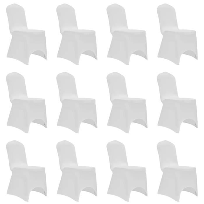 Housses de chaise - MOTHINESSTO - LY0145 - Blanc - 12 pièces - Lavable à 40° C