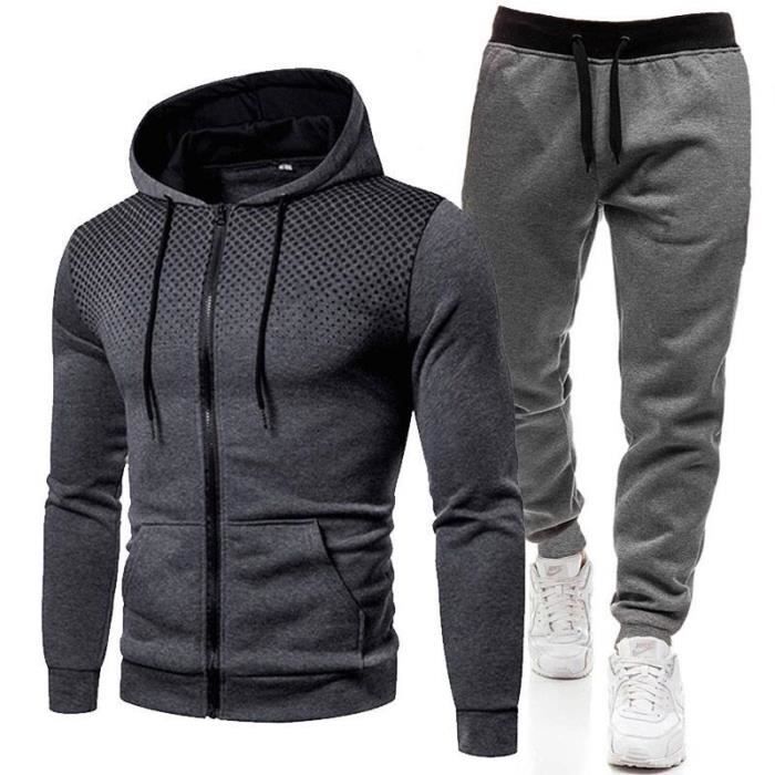 Tenue Sport Homme Décontracté Hooded Survetement Pas Cher Ensemble Jogging  Homme Sport Chic Zippée Avec Capuche Pantalon - h Gris foncé/gris chiné -  Cdiscount Prêt-à-Porter