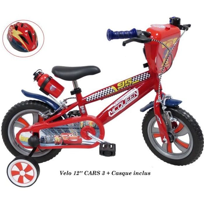 Velo 12 Cars 3 2 A 4 Ans Avec 2 Freins Bidon Porte Bidon Stabilisateurs Amovibles Plaque Avant Casque Cars Inclus Prix Pas Cher Cdiscount