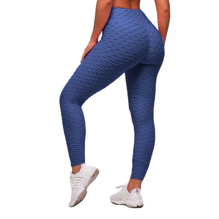 Legging de Sport Femme Minetom Compression Anti Cellulite Taille Haute Poches Bleu Bleu Cdiscount Sport