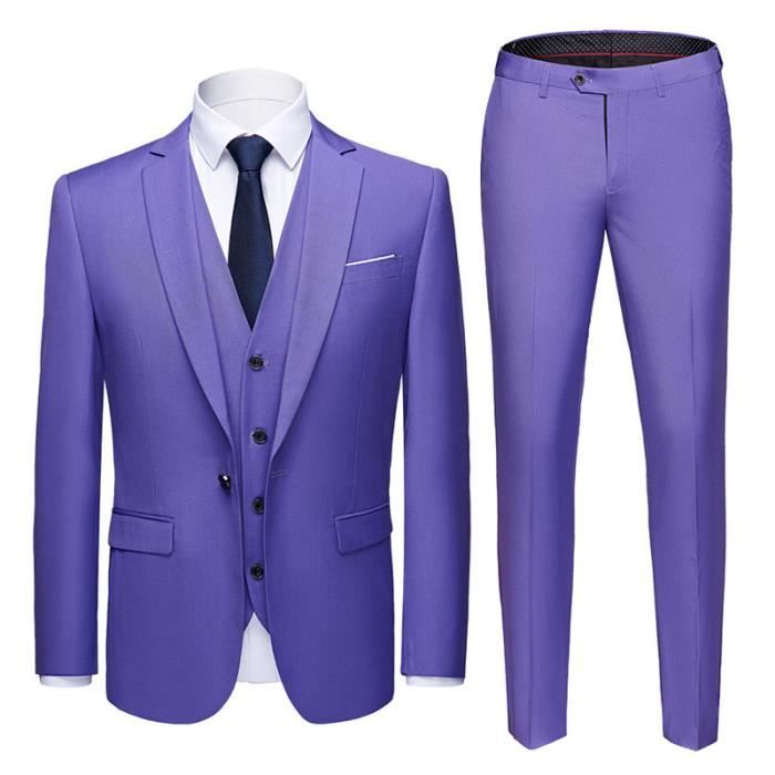 Ensemble de Vetements homme Grande taille violet clair 3 pieces costume pantalon de costume Gilet Robe de mariee mariee Violet clair Cdiscount Pret a Porter