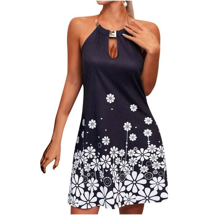 Robe D'été Sans Manches Motifs Papaya - Taille UK 12 - Longueur Midi 34 Pouces - Polyester