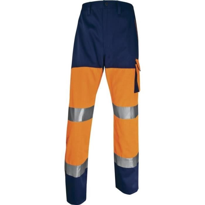 pantalon de travail delta plus haute visibilité orange fluo taille xl- phpa2om0