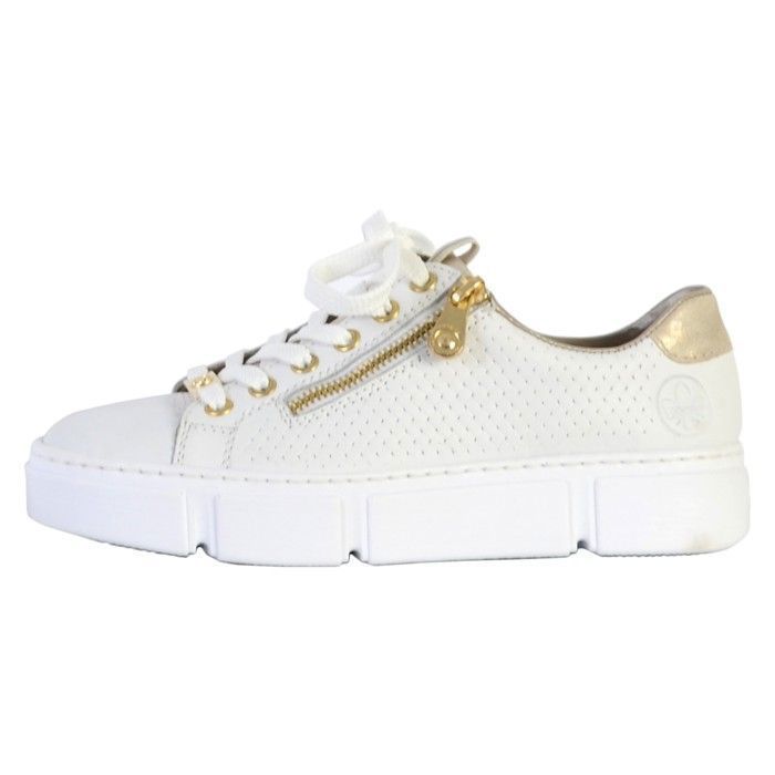 Rieker Basket Cuir Rieker - Version basse - Blanc - Femme - Confort exceptionnel