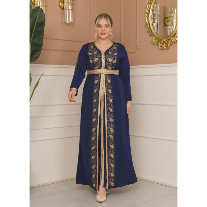 Caftan Bleu marine Broche takchita abaya robe dubai AID 38 Bleu marine Cdiscount Pret a Porter