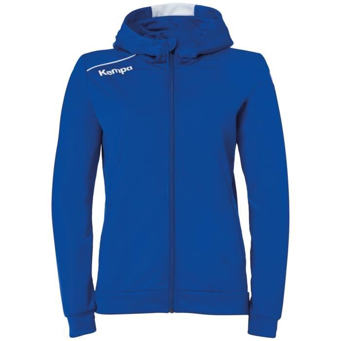 veste de survêtement à capuche kempa player pour femme - bleu roi/blanc - taille l - handball