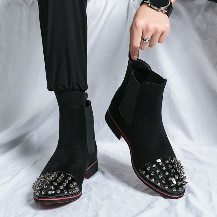 Bottines de Cowboy en daim givr pour hommes chaussures de luxe