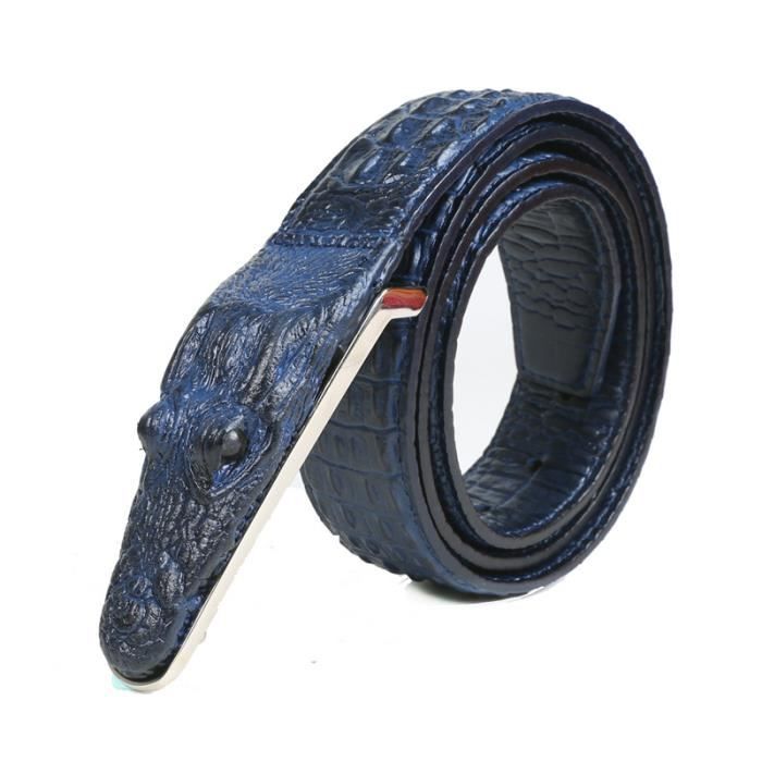 Couleur bleue Ceinture en cuir de crocodile v ritable pour hommes