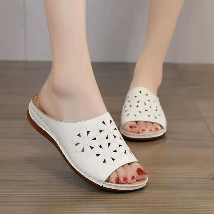Sandales Plates Liz Claiborne En Cuir Marron – Taille 8, Confort Décontracté Pour Femme