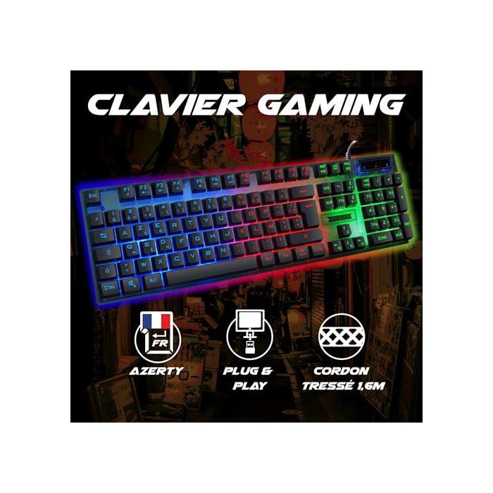 Clavier Gaming - MUVIT - Akuma Shônen K01 - Noir - Rétroéclairé - Azerty