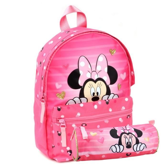 Mybagstory Sac a dos Ensemble 2 pieces Minnie Mouse Rose Enfant Ecole Maternelle Fille Taille 31 cm Trousse Cdiscount Bagagerie Maroquinerie