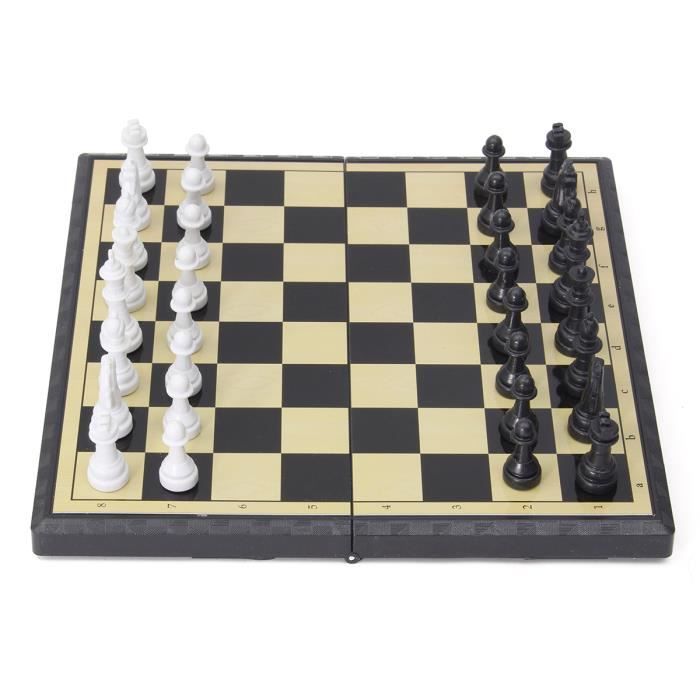 Relaxdays Jeu De Société 3 En 1 – Échecs, Dames, Backgammon – Plateau Magnétique 32 Cm, Pliable, Pièces Aimantées – Idéal Voyage