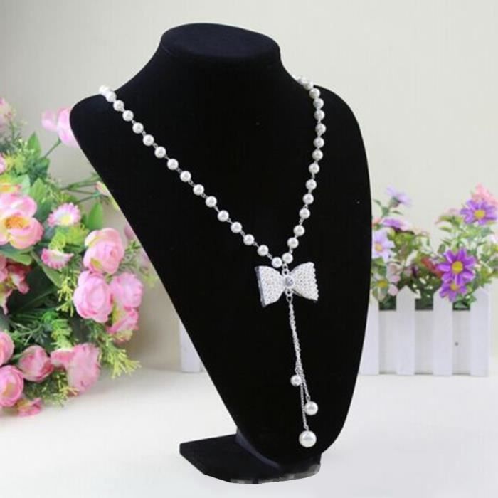 Présentoir à Bijoux En Bois - Buste Mannequin élégant Pour Colliers - Gris - Neuf Avec étiquettes
