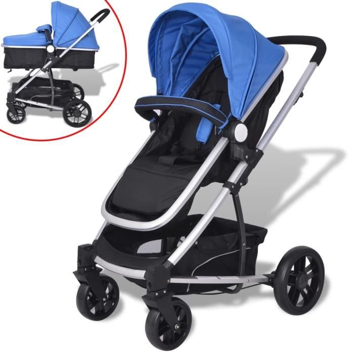 Poussette 2 En 1 Aluminium Poussette Canne Bebe 97 X 49 X 101 Cm L X L X H Bleu Et Noir Achat Vente Fauteuil Cdiscount