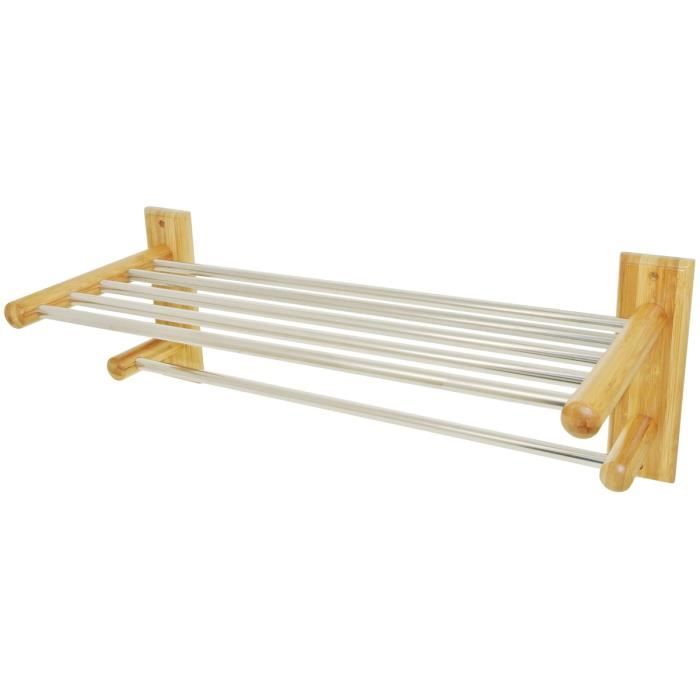 Etagere Murale Salle De Bain En Bambou Porte Serviette En Inox