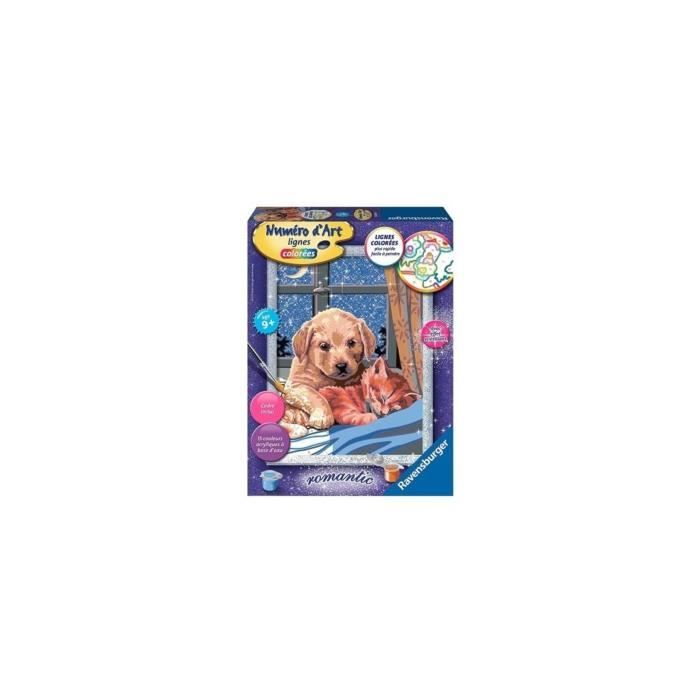 Numero Dart Bonne Nuit Chien Chat 18x24cm Peinture