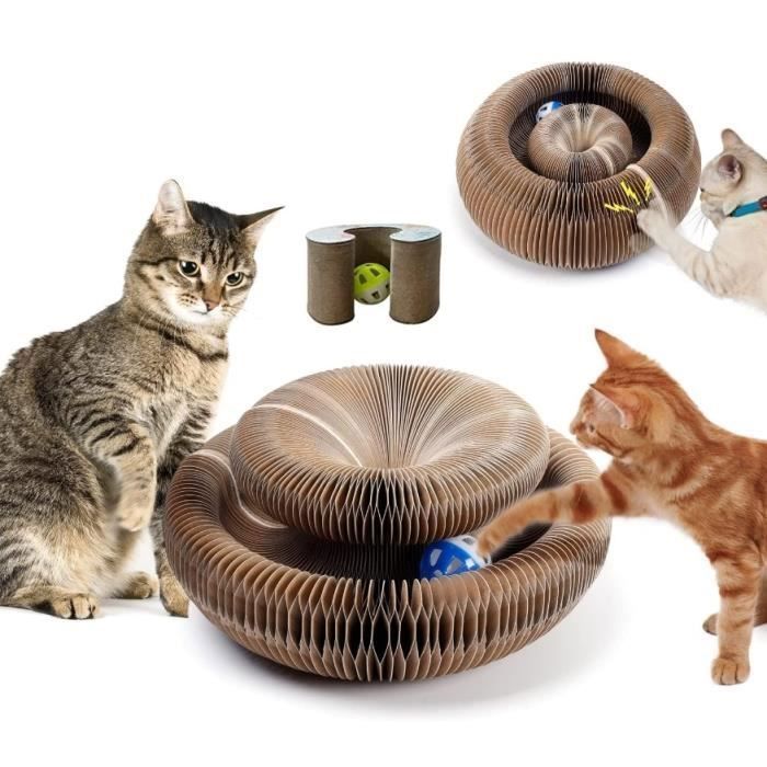 Comparer les prix de ROSEDOES Griffoir Pour Chat,Grattoirs Pliable Pour Chats avec Cloche,Jouets Pour Chats Magic Organ Round,Avec de l'herbe à chat.