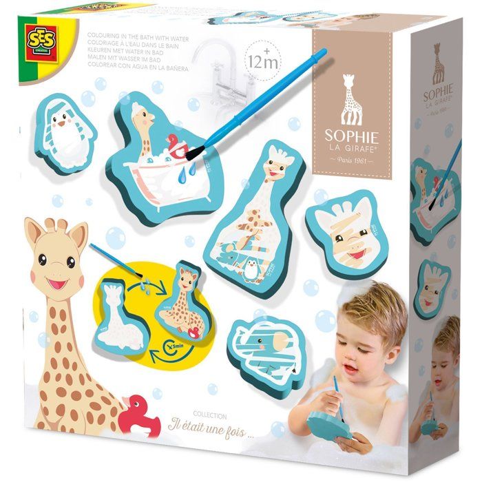 Sophie la girafe - Coloriage à leau dans le bain - SES Creative - Hobby 1 - 4 - Activité Ludique - Coloriage Magique - 1+