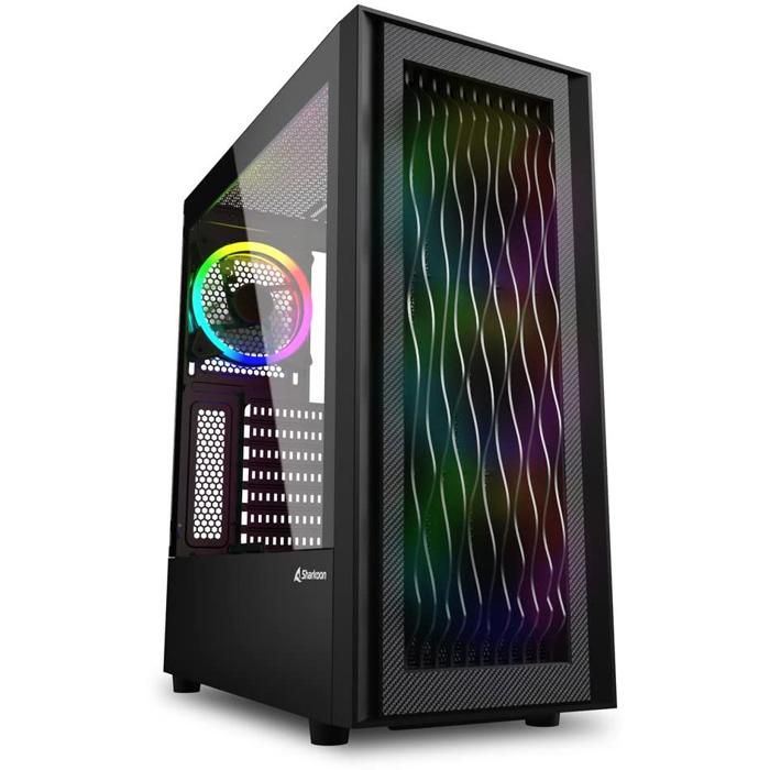 Boîtier PC gaming - SHARKOON - RGB WAVE - Noir - 3 ventilateurs 120 mm - 2 baies internes - 7 baies dextension