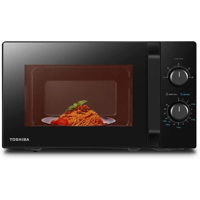 TOSHIBA Four à Micro-Ondes MW2-MM20PF(BK), avec Décongélation Facile, 5 Niveaux de Puissance, Lumière LED dans la Cavité, 20 L, 800W