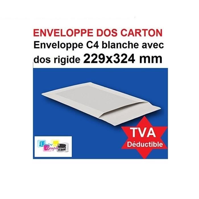 Enveloppe blanche- dos cartonné 240x185 mm, HB240185W-WB450