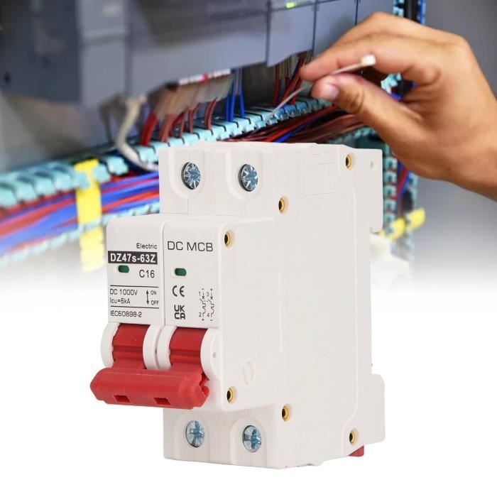 Disjoncteur Miniature 1000V DC 2P 16A – Protection Solaire PV Et Résidentielle, Rail DIN, Indicateur Lumineux Rouge/Vert