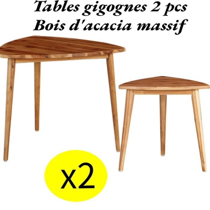 GES Tables basses gigognes 2 pcs 61 x 61 x 48 cm avec finition à l ...