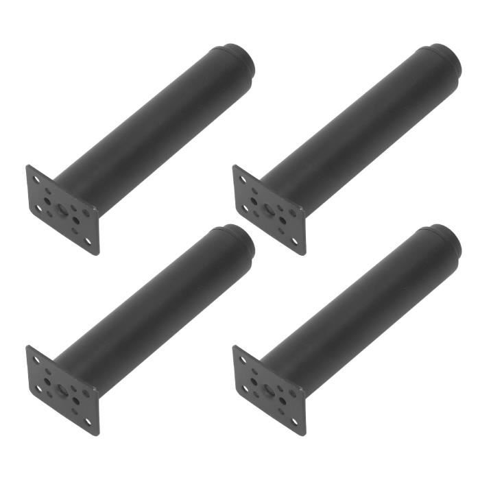 4 Pieds De Lit Réglables En Acier 18-32 Cm - Support Renforcé, Installation Facile Sans Perçage, Noir