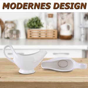 MamboCat Lot de 2 saucières en porcelaine blanche, 320 ml, pot à sauce