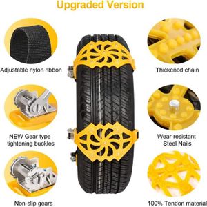 10 Chaînes à Neige Universelles En Nylon - Antidérapantes, Orange - Pour Voiture, SUV - Avec Brosse De Nettoyage - Urgence Hiver