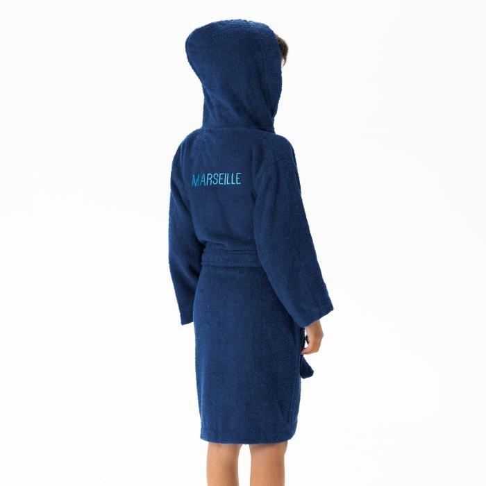 Peignoir enfant brode a capuche 100 coton OM RUBAN 6 8 ans Cdiscount Maison