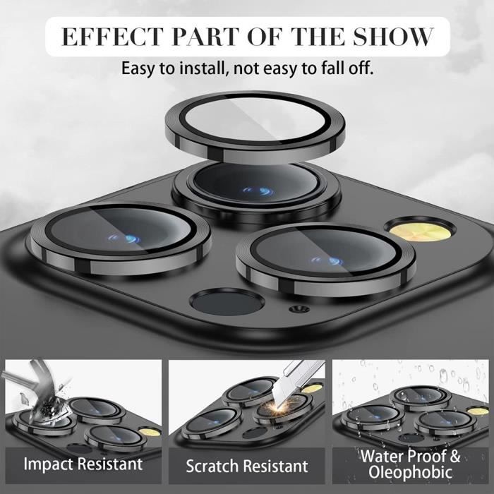 Protection Objectif IPhone 15 Pro / 15 Pro Max - Verre Trempé Givré Alliage Aluminium Caméra Arrière