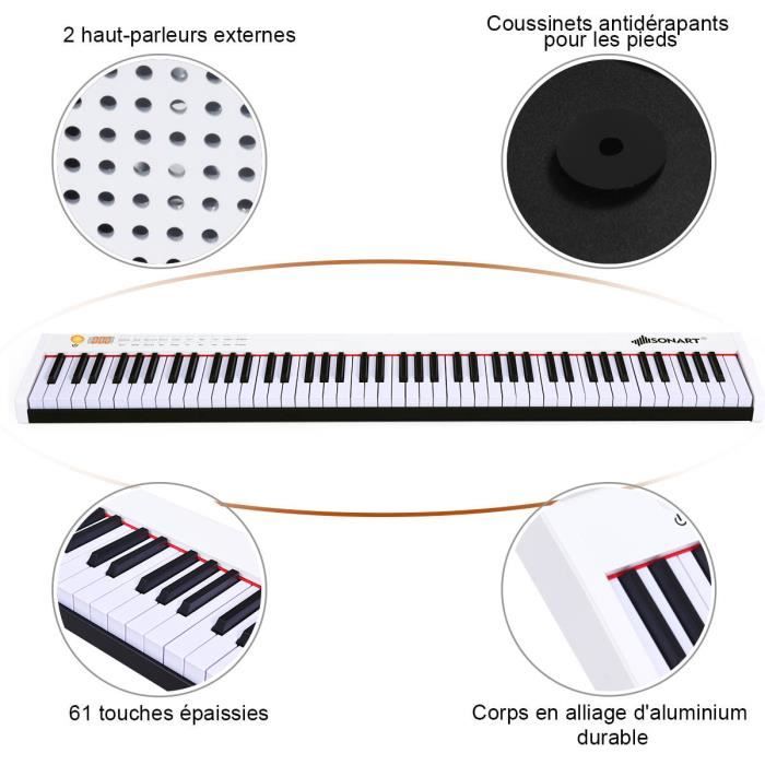 Faburo 2pcs Autocollants amovibles pour notes de piano Stickers  transparents pour Clavier de piano 54,61,88 touches et 2pcs Chif -  Cdiscount Instruments de musique