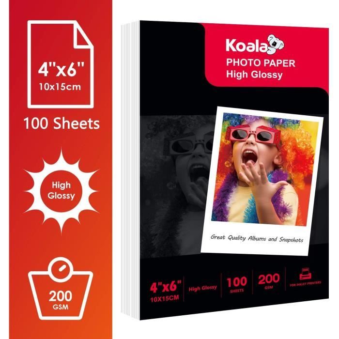 Papier Photo Jet D'Encre Brillant, 10X15 Cm, 200 GM², 100 Feuilles — free download
