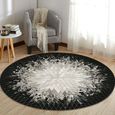 BORLAI® Tapis rond antidérapant tapis d'assise tapis tapis lavable Rotray chaise tapis chambre 140 cm-2