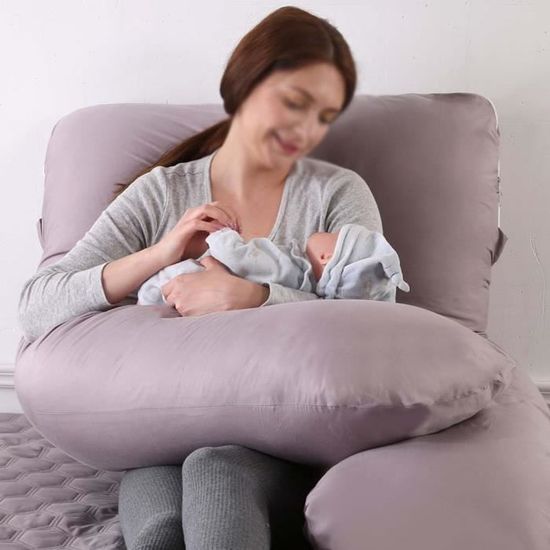 Coussin De Grossesse En Forme De U 70x130 Cm - Housse Velours Lavable - Soutien Total Corps