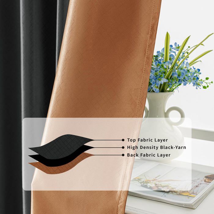 Lot 2 Rideaux Occultants Thermiques Effet Lin Ystyle – 140x145 Cm Noir, Isolant Froid/Chaleur, Anti-Bruit, Salon Chambre