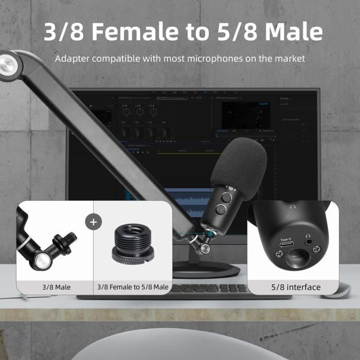 Adaptateur Universel Appareil Photo Lot De 4 Adaptateurs Filetage Trépied - 3/8 Vers 1/4 Et 1/4 Vers 3/8 - Alliage Aluminium Accessoire Microphone Support