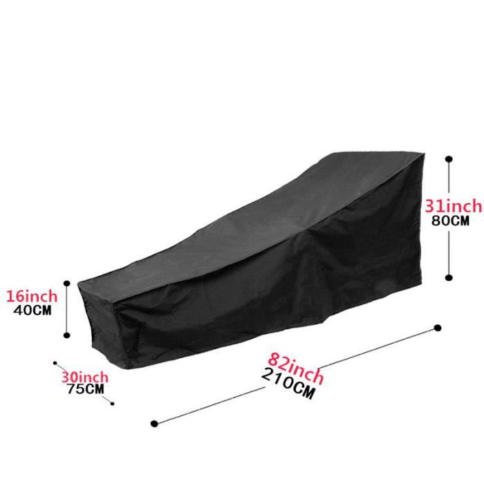 Housse Transat Chaise Longue Jardin TIMESETL - Protection Imperméable Anti-UV Anti-Poussière 200x75x40/80cm